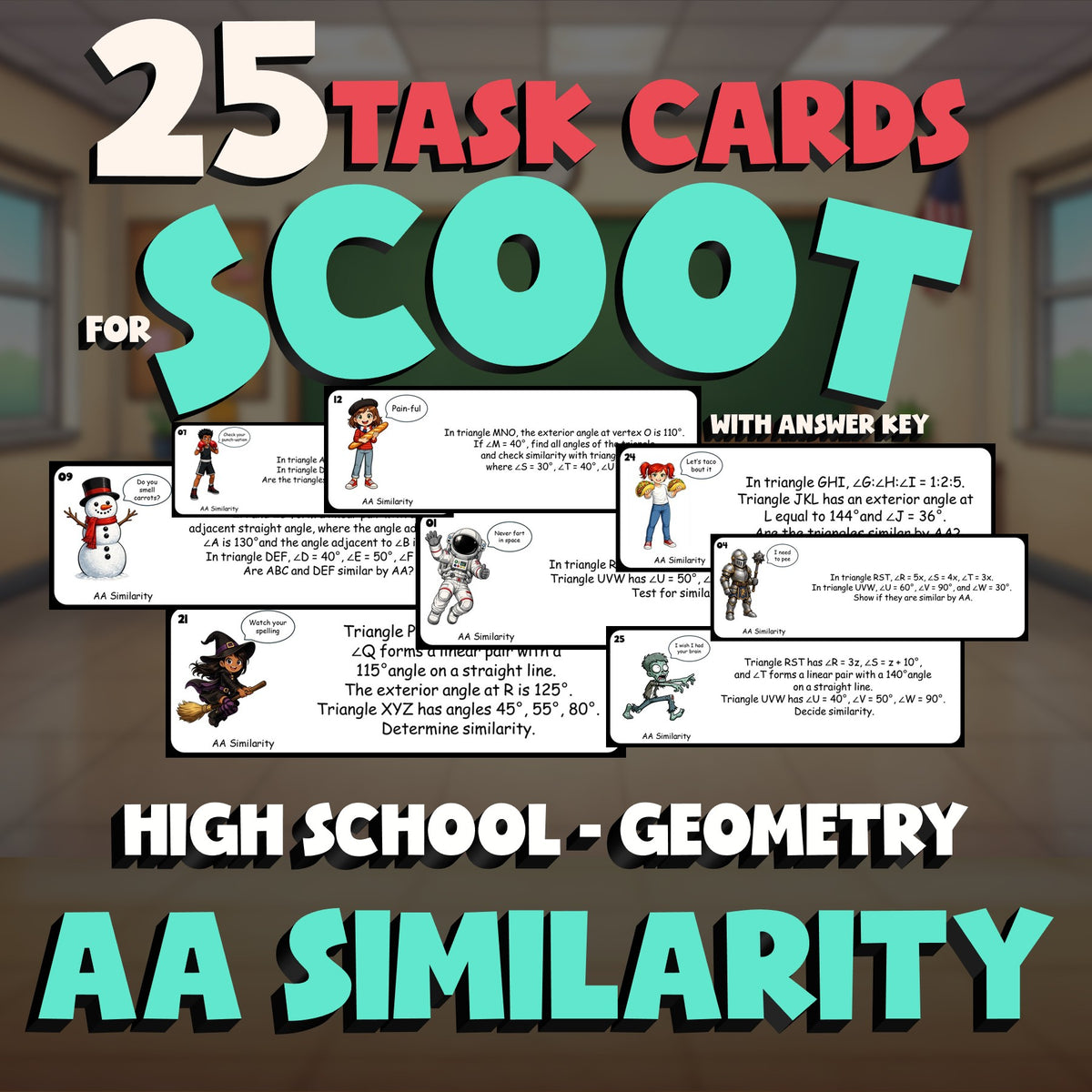 AA Similarity SCOOT TASK CARDS Math Game - No Prep Geometry Review Activity