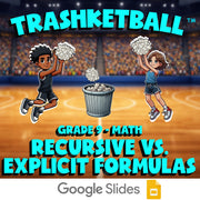 Recursive vs. Explicit Formulas TRASHKETBALL Math Game - No Prep Grade 9 Review