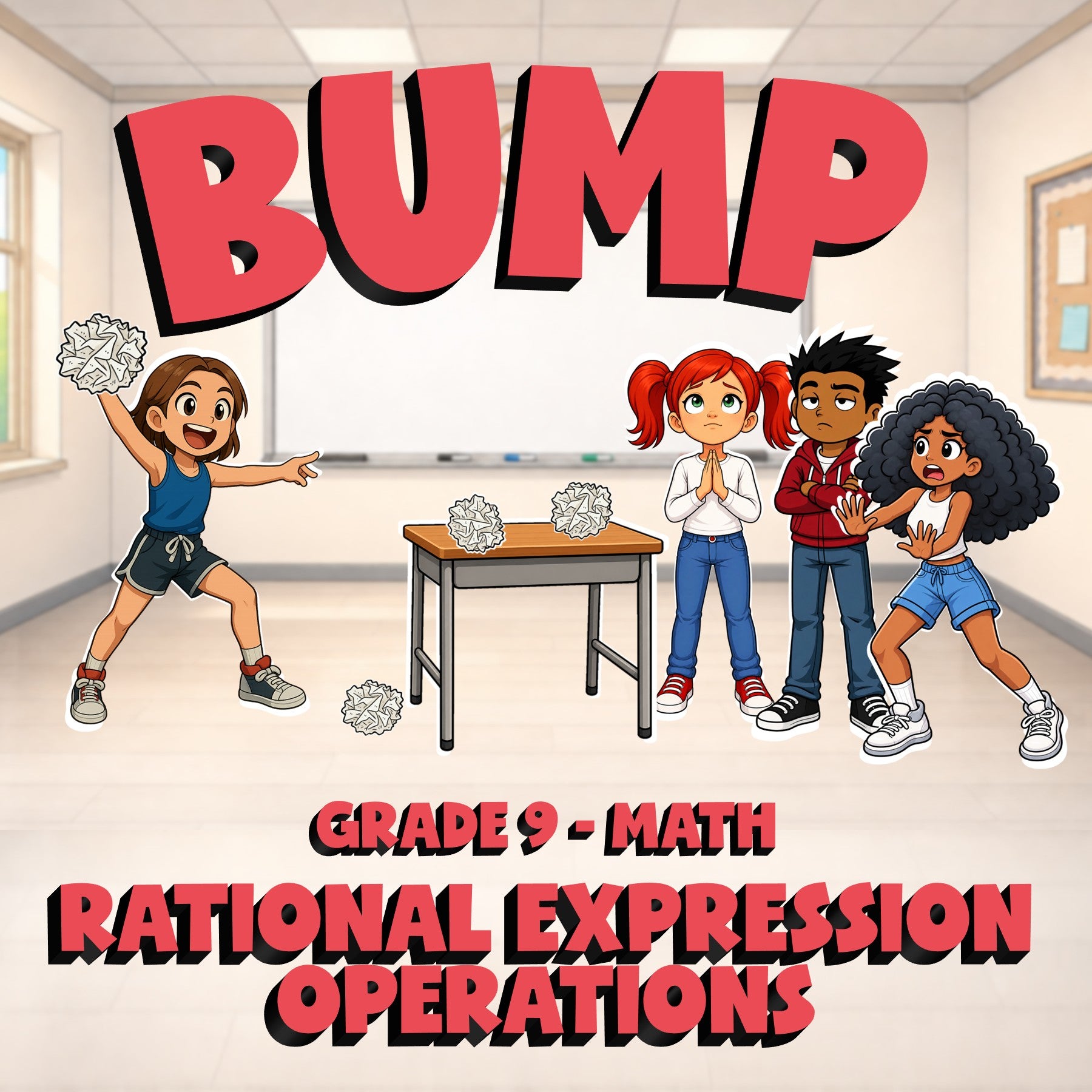 Rational Expression Operations BUMP Math Game - No Prep Grade 9 Review Activity