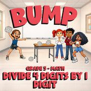 Divide 4 Digits by 1 Digit BUMP Math Game - No Prep Grade 5 Review Activity