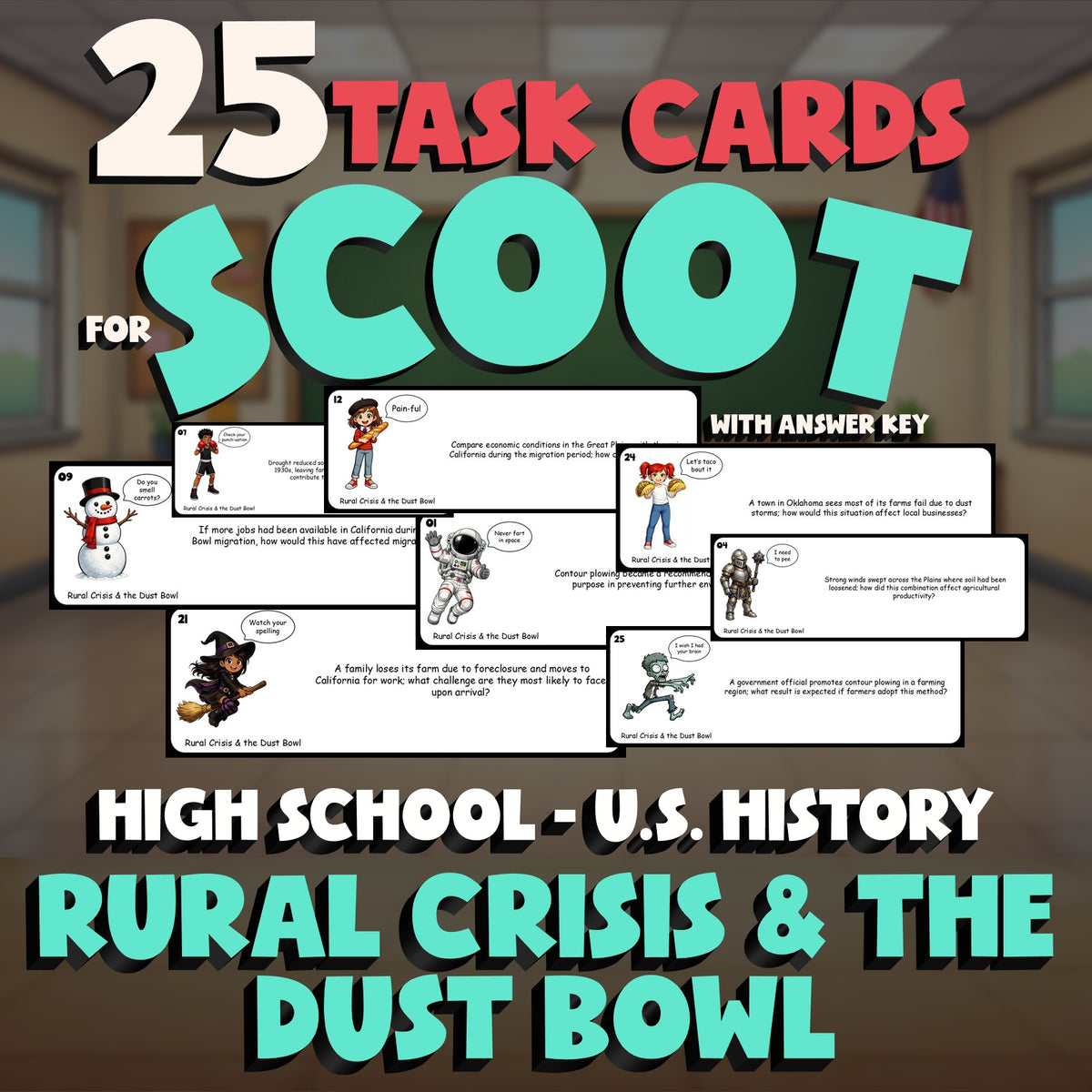 Rural Crisis & the Dust Bowl SCOOT TASK CARDS U.S. History Game - No Prep Review