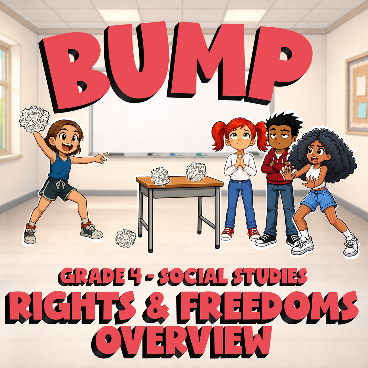 Rights & Freedoms Overview BUMP Socials Game - No Prep Grade 4 Review Activity