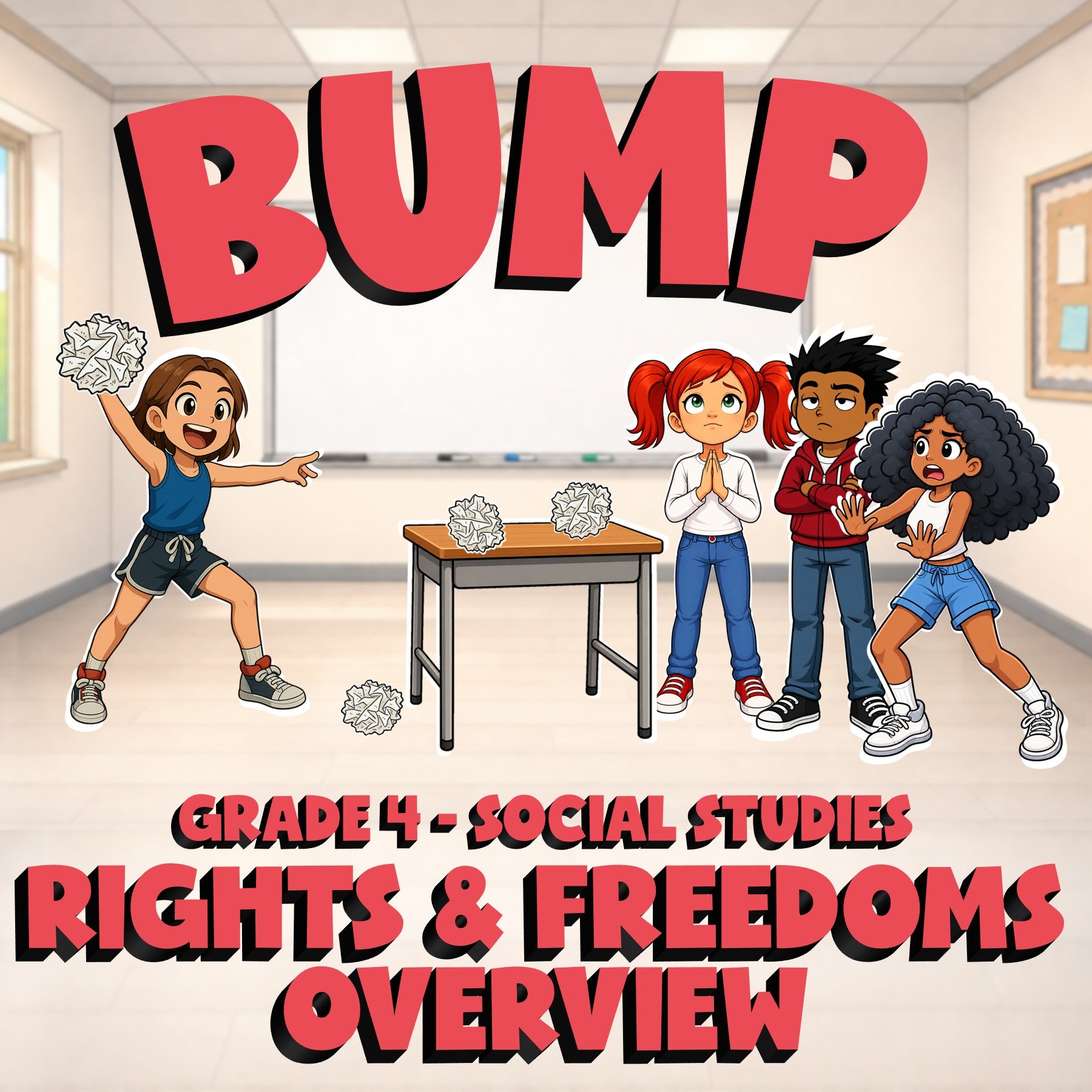 Rights & Freedoms Overview BUMP Socials Game - No Prep Grade 4 Review Activity