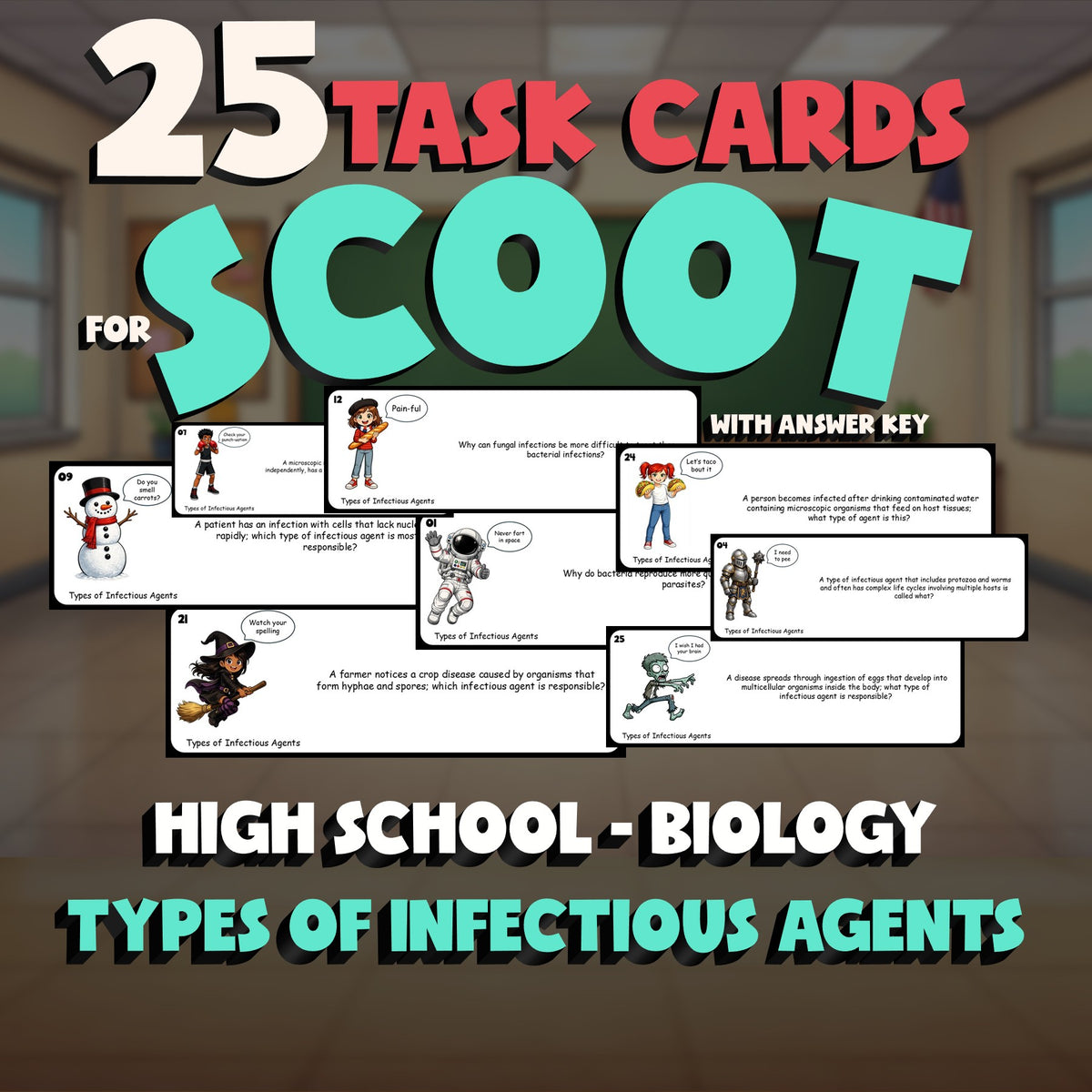 Types of Infectious Agents SCOOT TASK CARDS Science Game - No Prep Biology
