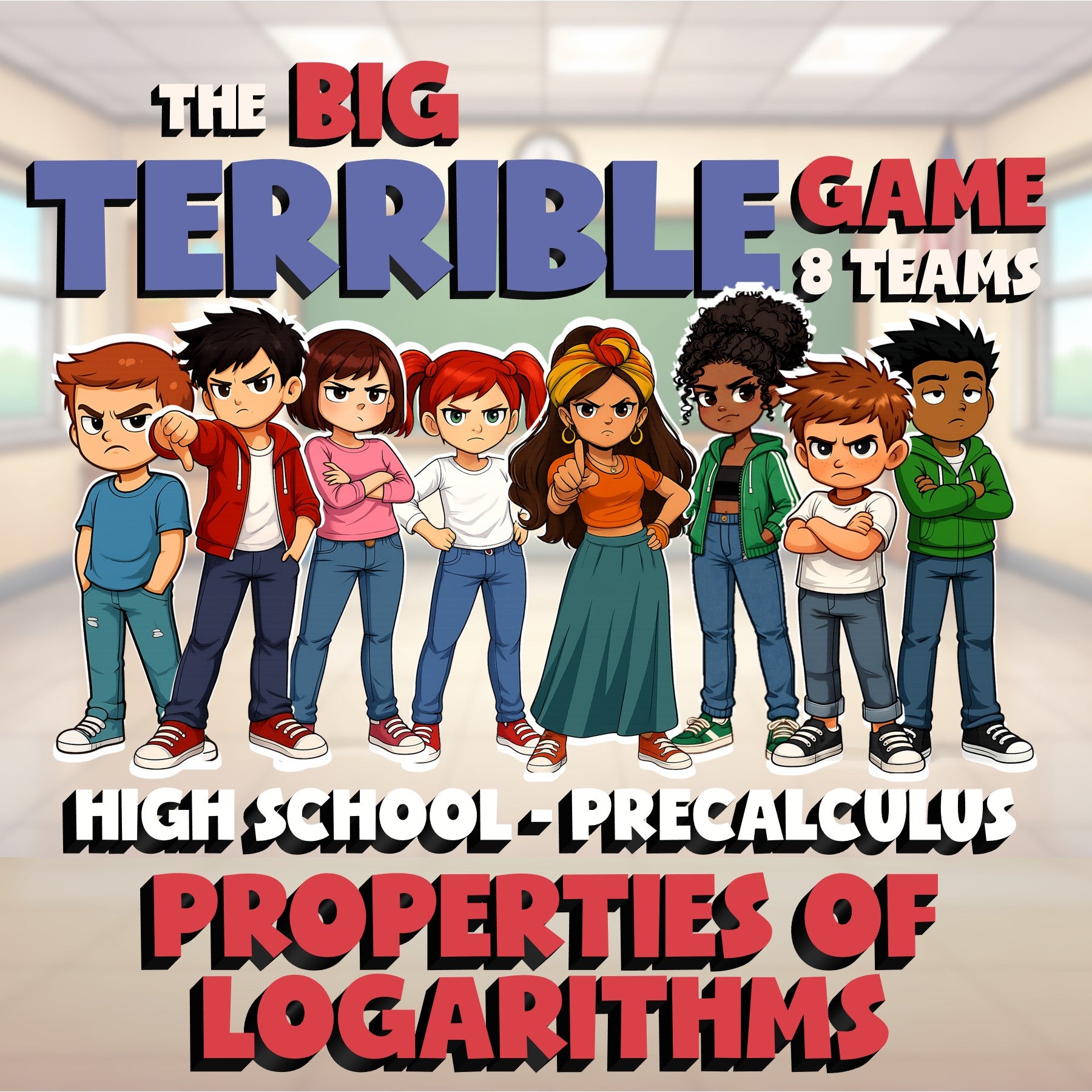 Properties of Logarithms BIG TERRIBLE GAME - No Prep PreCalculus Math Review