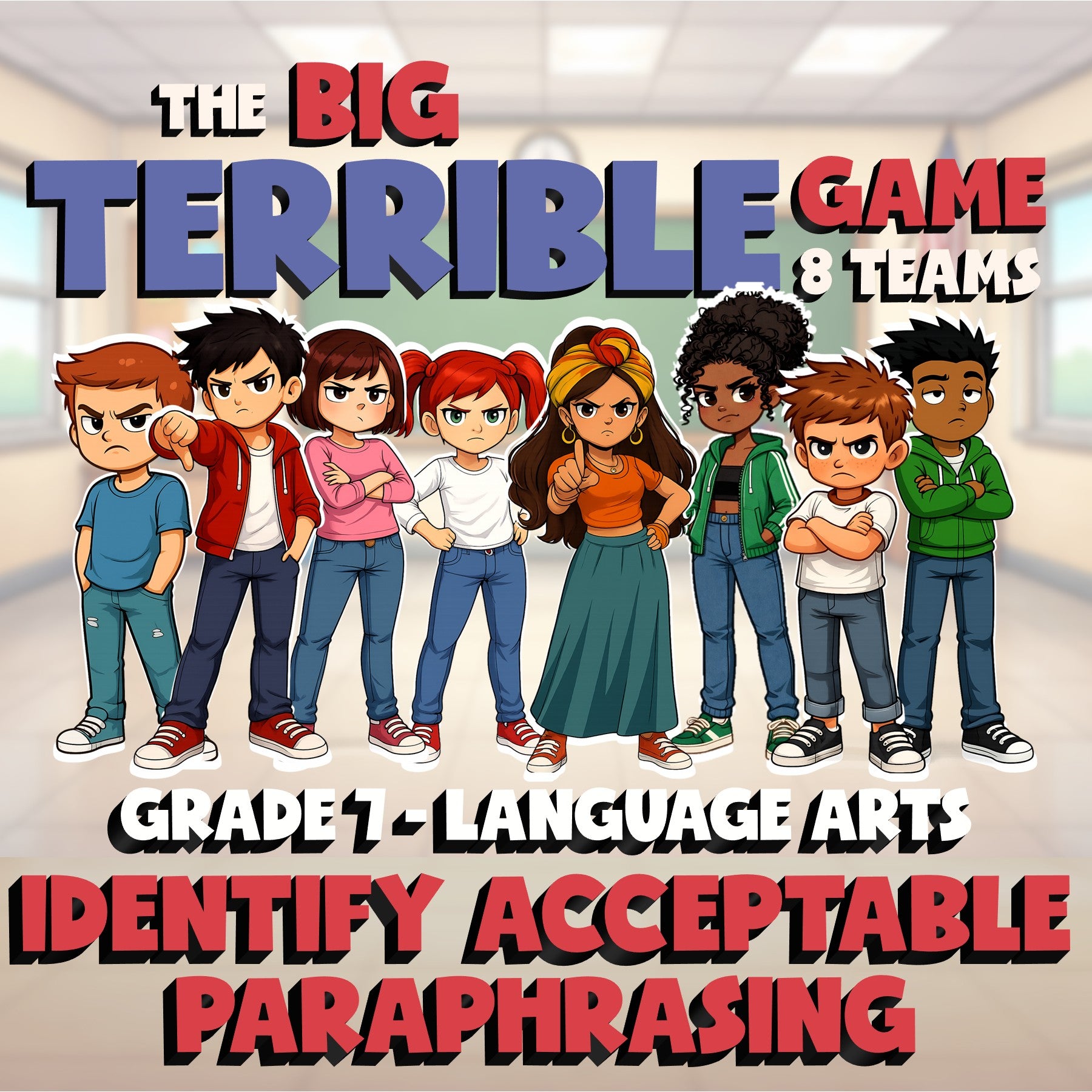 Identify Acceptable Paraphrasing BIG TERRIBLE GAME - No Prep Grade 7 ELA Review