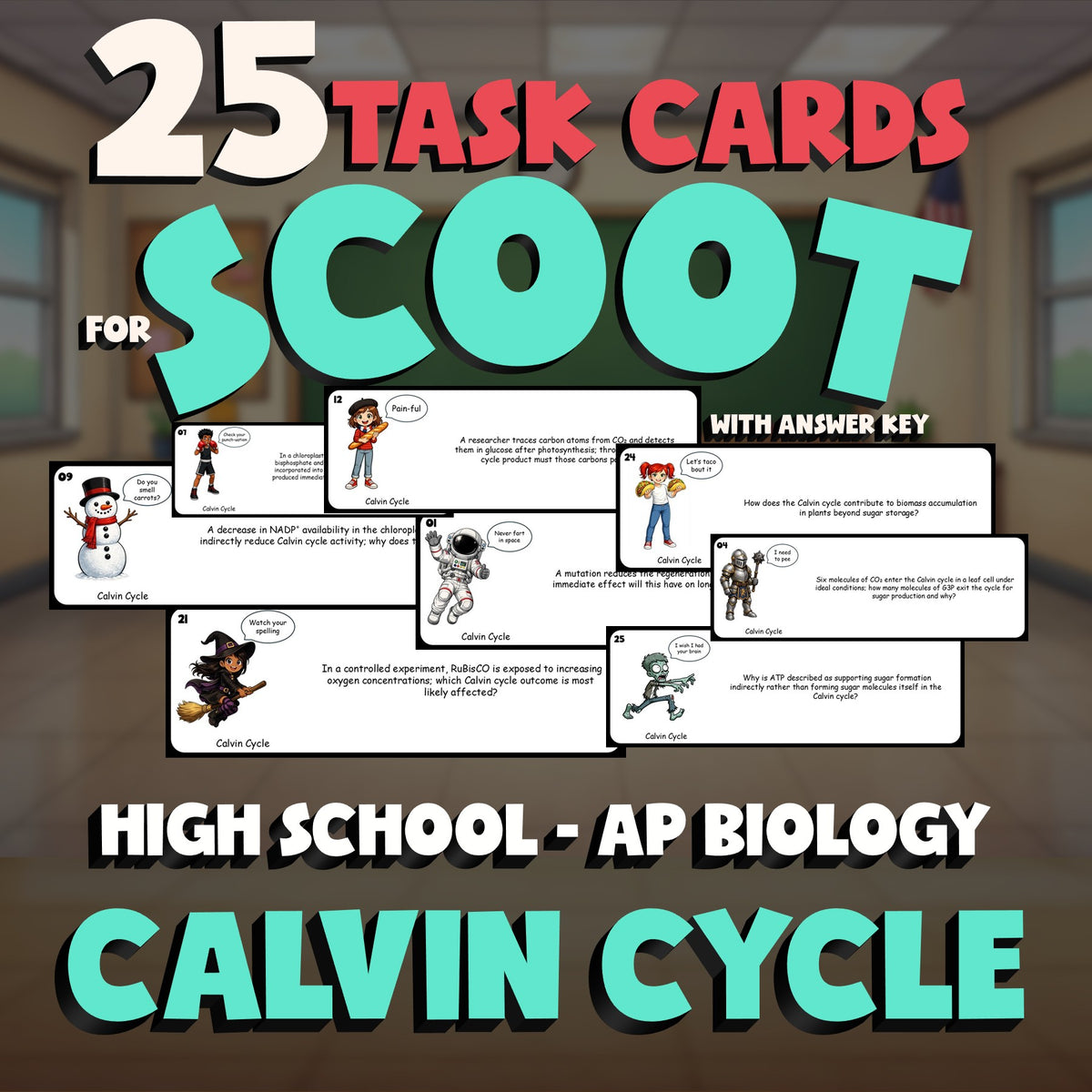 Calvin Cycle SCOOT TASK CARDS Science Game - No Prep AP Biology Review Activity