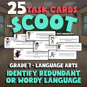 Identify Redundant or Wordy Language SCOOT TASK CARDS ELA Game - No Prep Grade 7