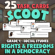 Rights & Freedoms in a Democracy SCOOT TASK CARDS Socials Game - No Prep Grade 4