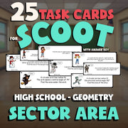Sector Area SCOOT TASK CARDS Math Game - No Prep Geometry Review Activity
