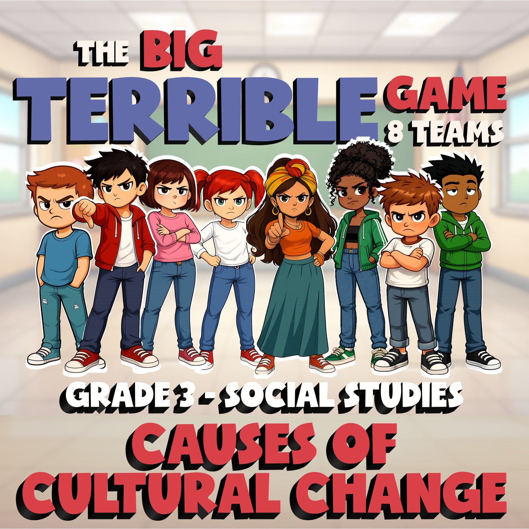 Causes of Cultural Change BIG TERRIBLE GAME - No Prep Grade 3 Socials Review
