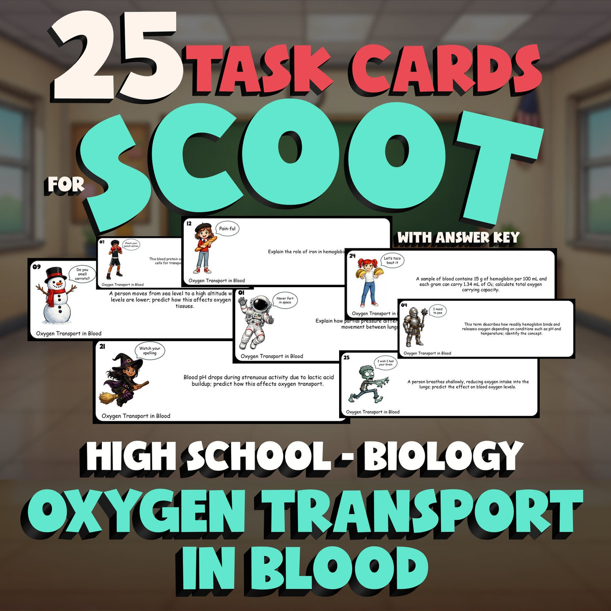 Oxygen Transport in Blood SCOOT TASK CARDS Science Game - No Prep Biology Review