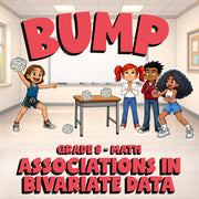 Associations in Bivariate Data BUMP Math Game - No Prep Grade 8 Review Activity