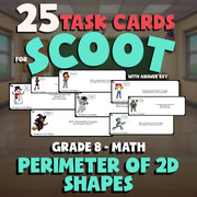 Perimeter of 2D Shapes SCOOT TASK CARDS Math Game - No Prep Grade 8 Review
