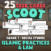 Islamic Practices & Law SCOOT TASK CARDS Socials Game - No Prep Grade 7 Review