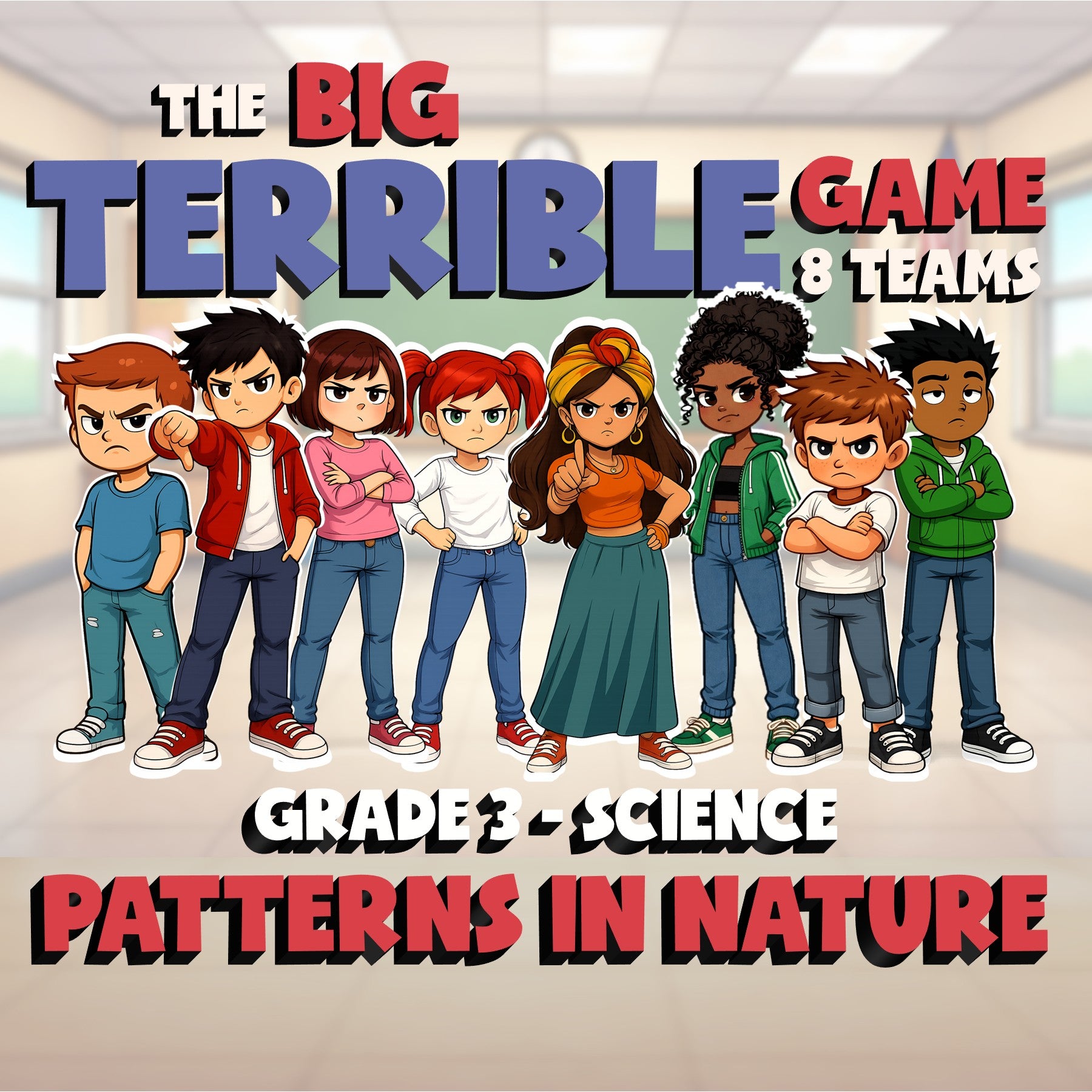 Patterns in Nature BIG TERRIBLE GAME - No Prep Grade 3 Science Review Activity