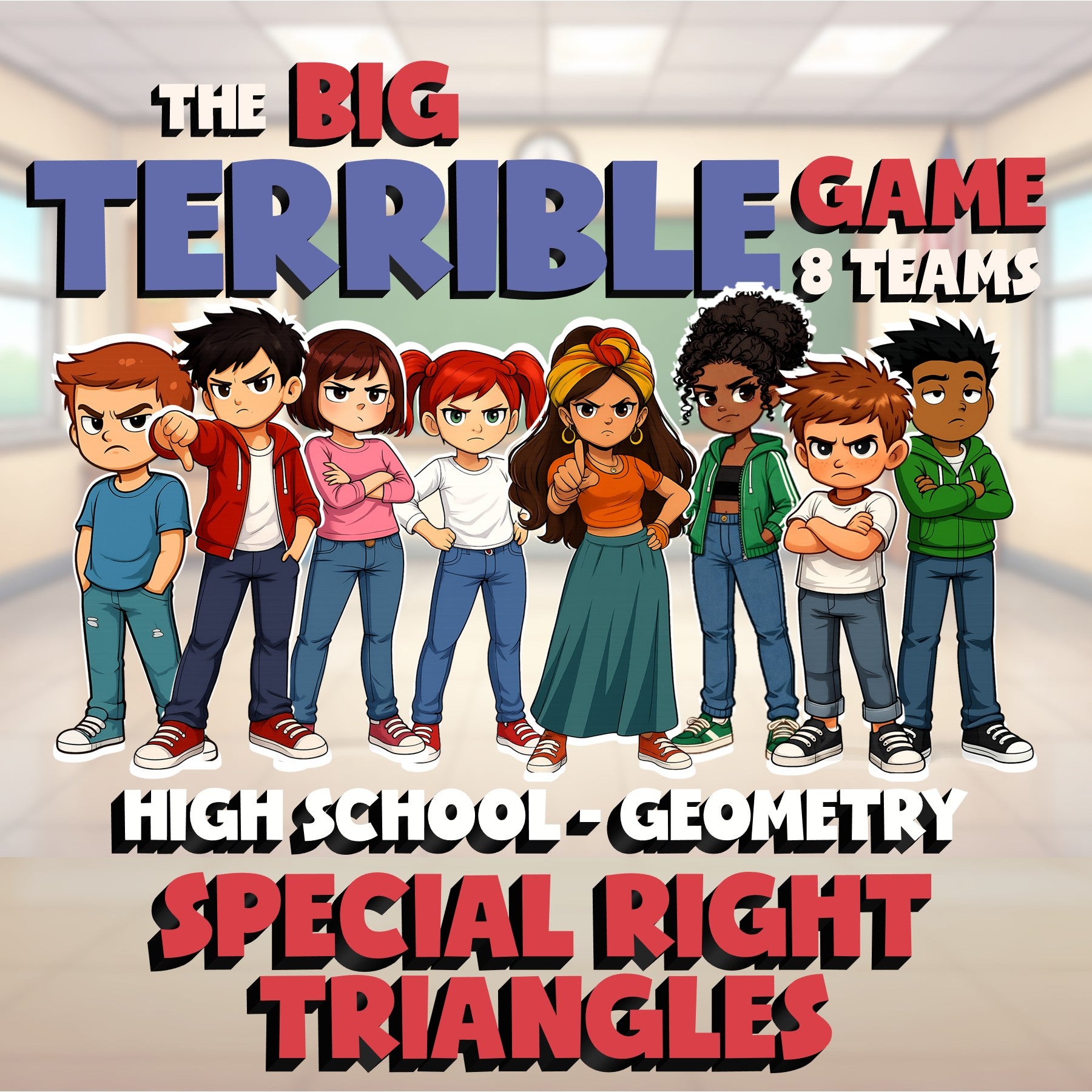 Special Right Triangles BIG TERRIBLE GAME - No Prep Geometry Math Review