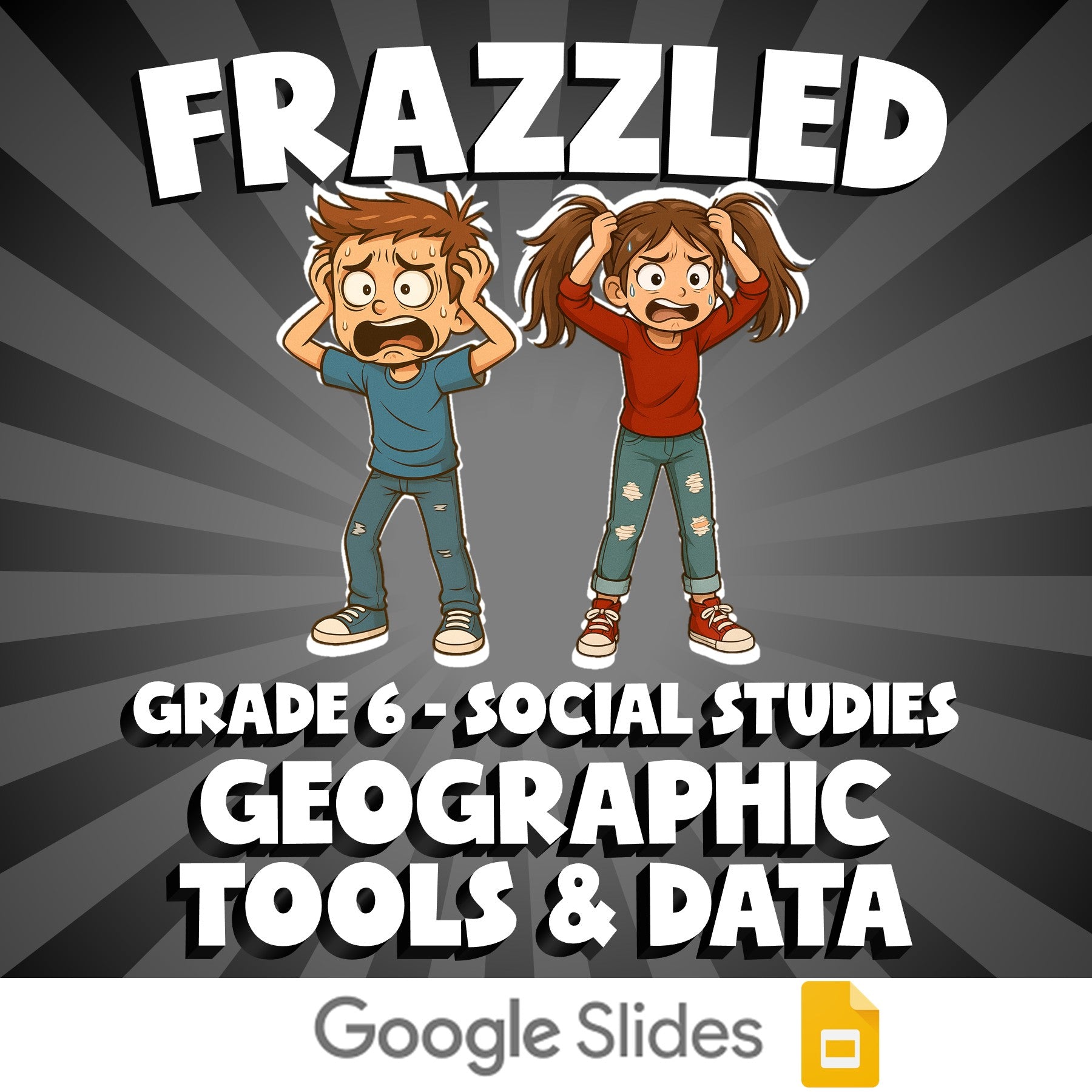 Geographic Tools & Data FRAZZLED Socials Game - No Prep Grade 6 Review Activity