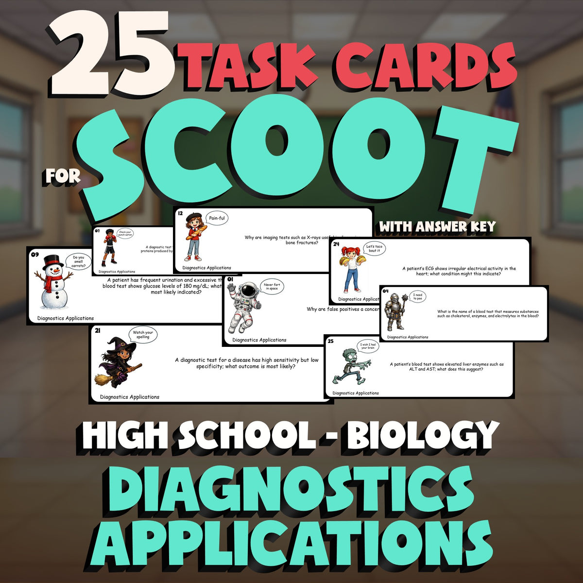 Diagnostics Applications SCOOT TASK CARDS Science Game - No Prep Biology Review