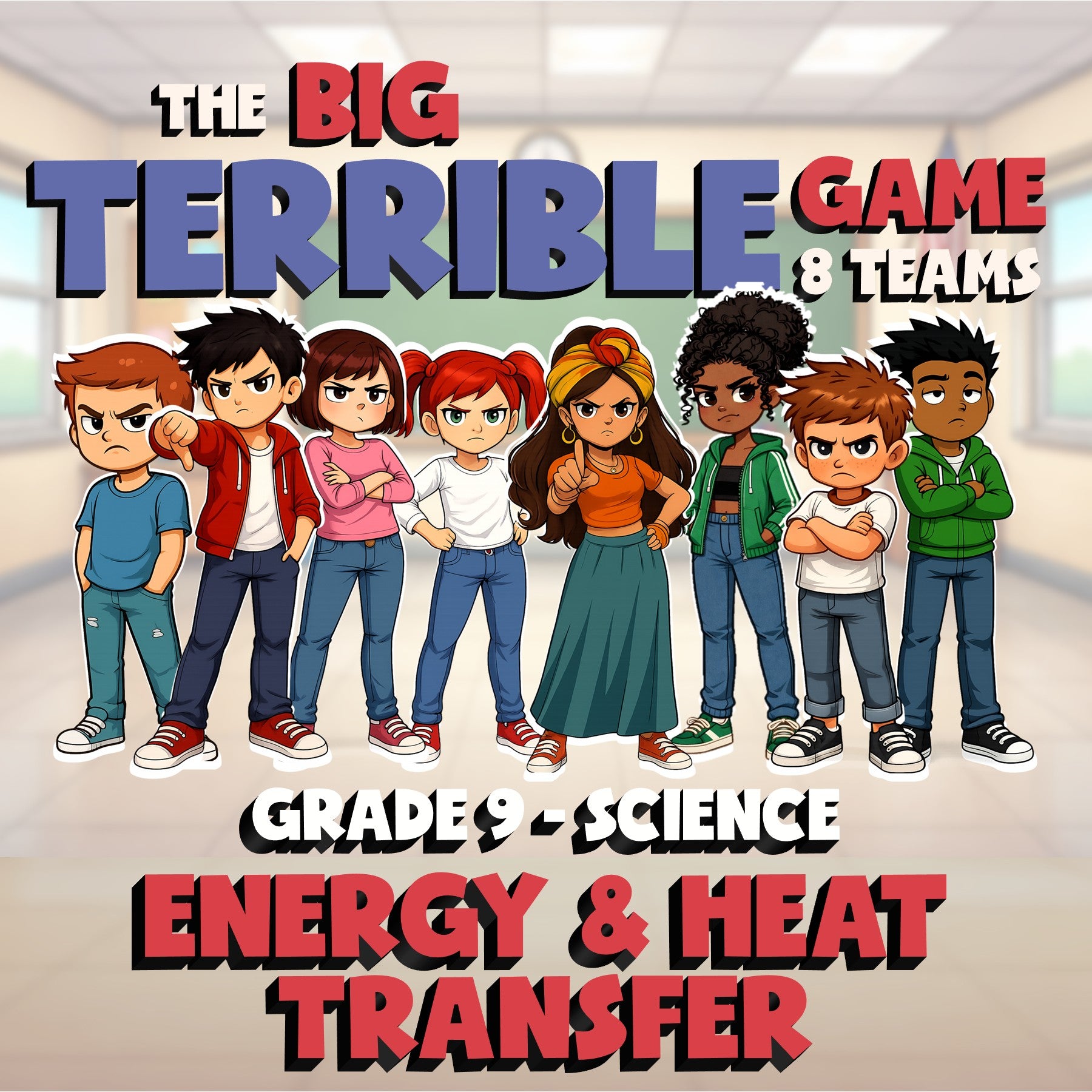 Energy & Heat Transfer BIG TERRIBLE GAME - No Prep Grade 9 Science Review