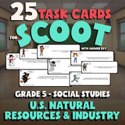 U.S. Natural Resources & Industry SCOOT TASK CARDS Socials Game - Grade 5