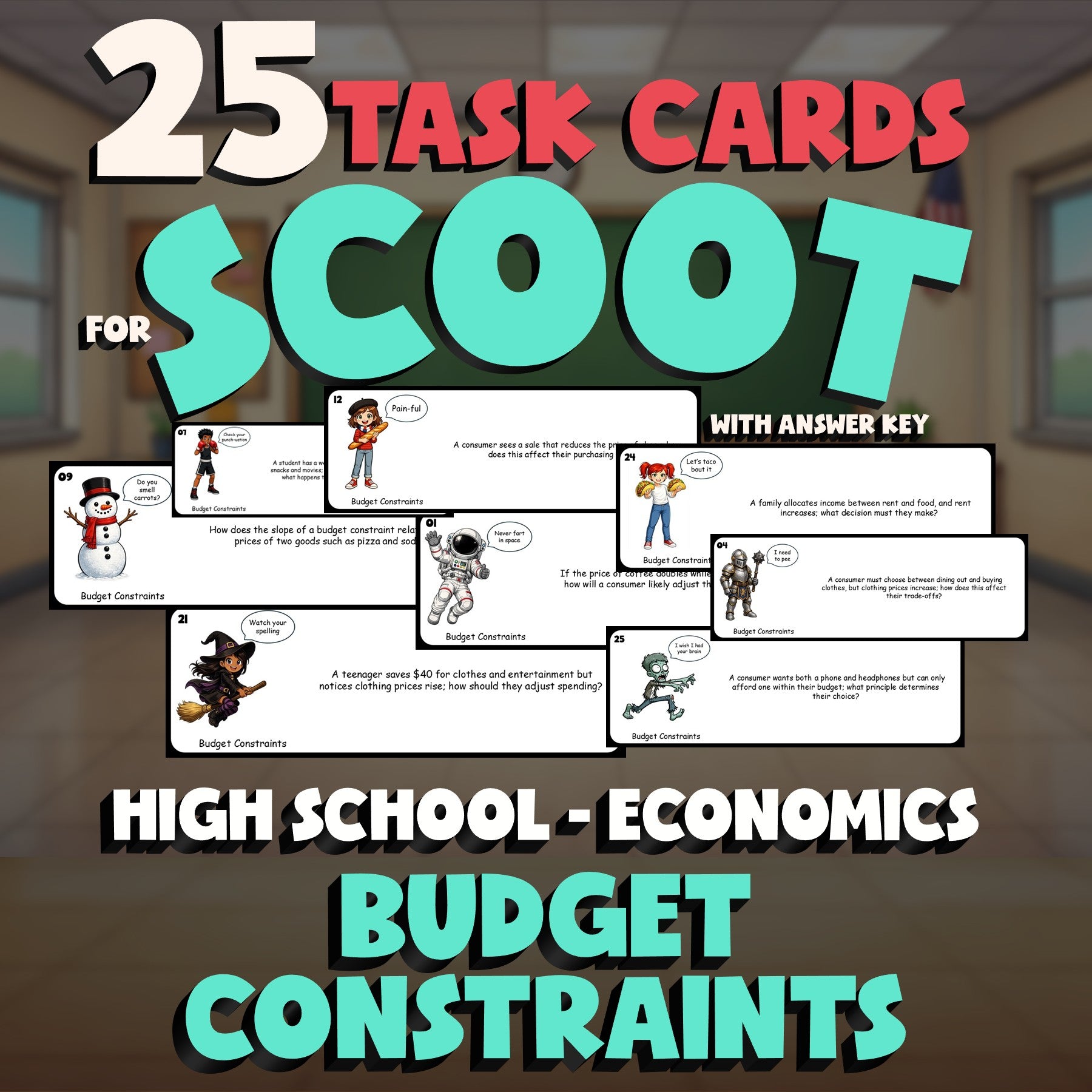Budget Constraints SCOOT TASK CARDS Economics Game - No Prep Review Activity