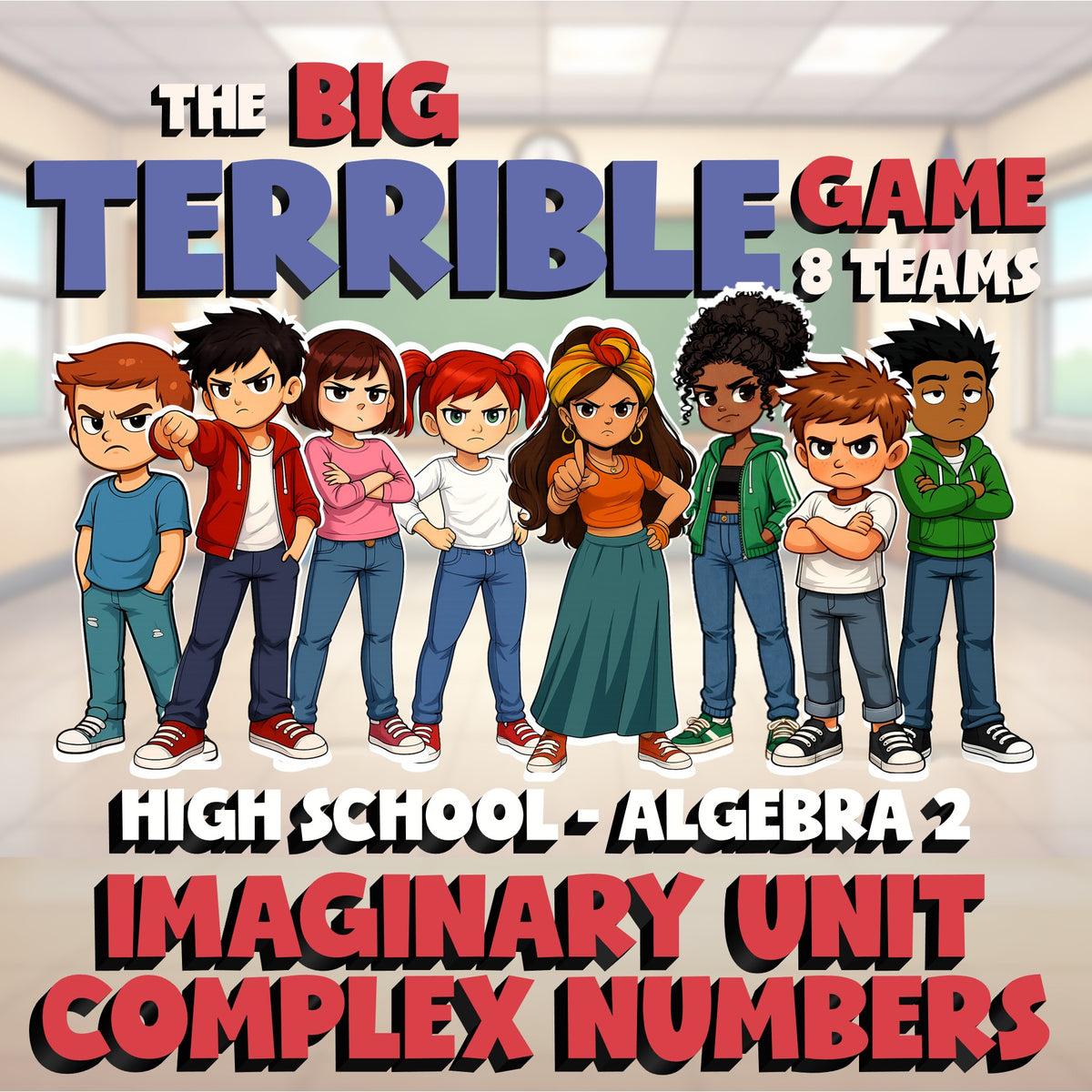 Imaginary Unit Complex Numbers BIG TERRIBLE GAME - No Prep Algebra 2 Math Review
