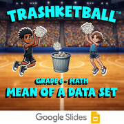 Mean of a Data Set TRASHKETBALL Math Game - No Prep Grade 6 Review Activity