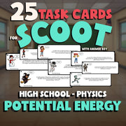 Potential Energy SCOOT TASK CARDS Science Game - No Prep Physics Review Activity
