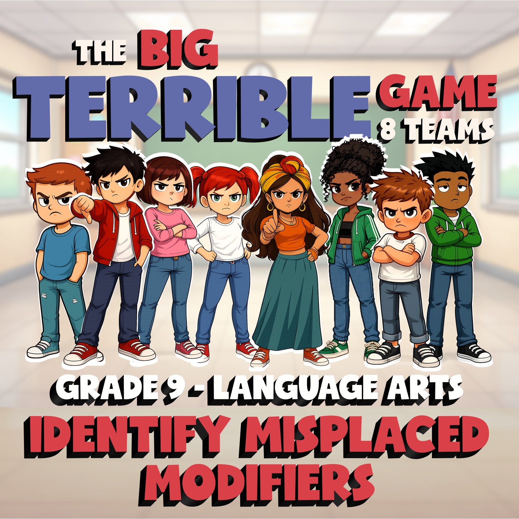 Identify Misplaced Modifiers BIG TERRIBLE GAME - No Prep Grade 9 ELA Review