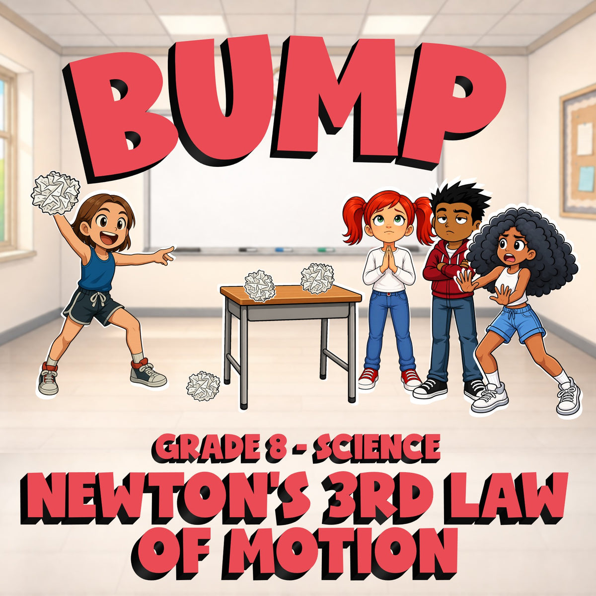 Newton’s 3rd Law of Motion BUMP Science Game - No Prep Grade 8 Review Activity