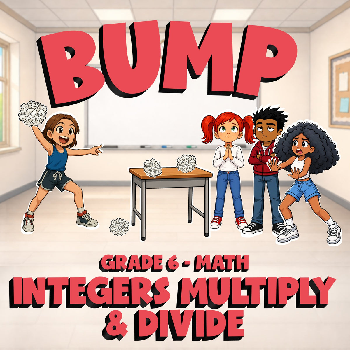 Integers Multiply & Divide BUMP Math Game - No Prep Grade 6 Review Activity
