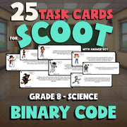 Binary Code SCOOT TASK CARDS Science Game - No Prep Grade 8 Review Activity