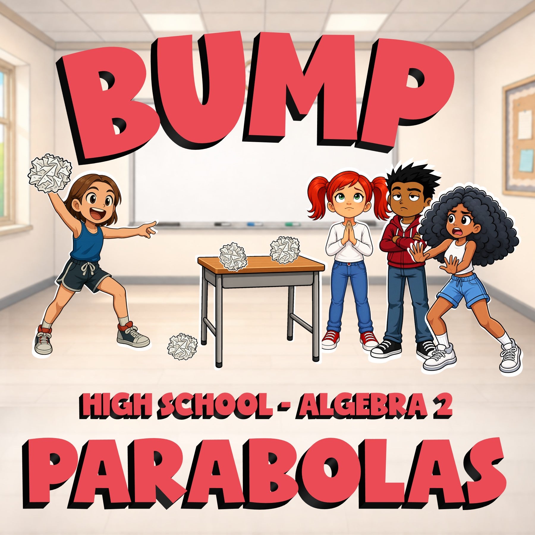 Parabolas BUMP Math Game - No Prep Algebra 2 Review Activity