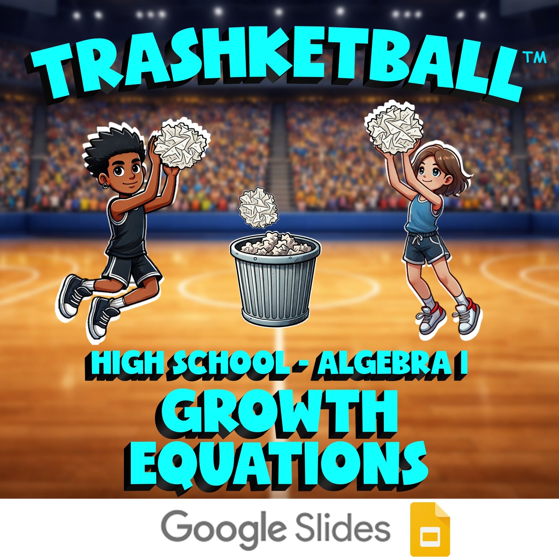 Growth Equations TRASHKETBALL Math Game - No Prep Algebra 1 Review Activity