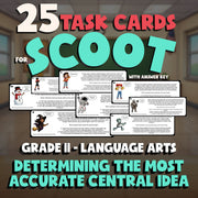 Determining the Most Accurate Central Idea SCOOT TASK CARDS ELA Game - Grade 11