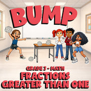 Fractions Greater Than One BUMP Math Game - No Prep Grade 3 Review Activity
