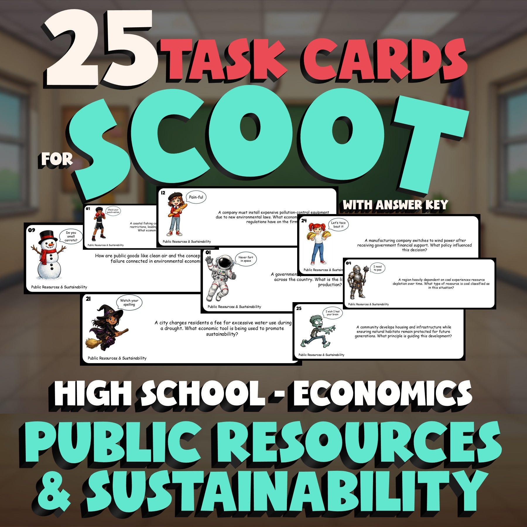 Public Resources & Sustainability SCOOT TASK CARDS Economics Game - No Prep