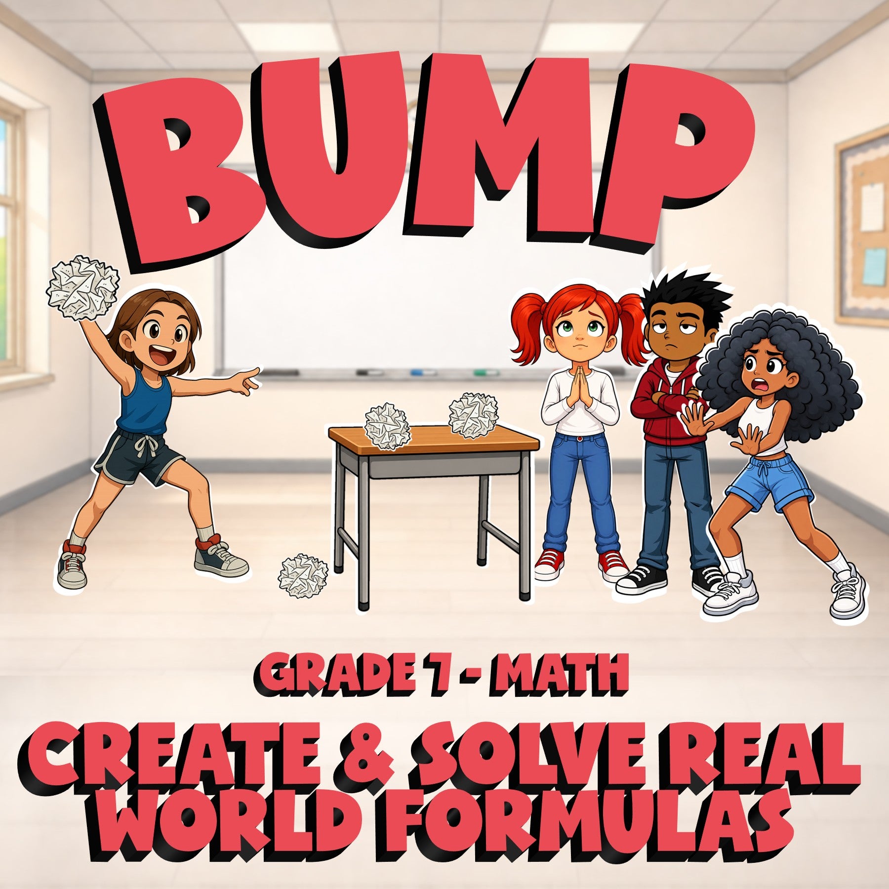 Create & Solve Real World Formulas BUMP Math Game - No Prep Grade 7 Review