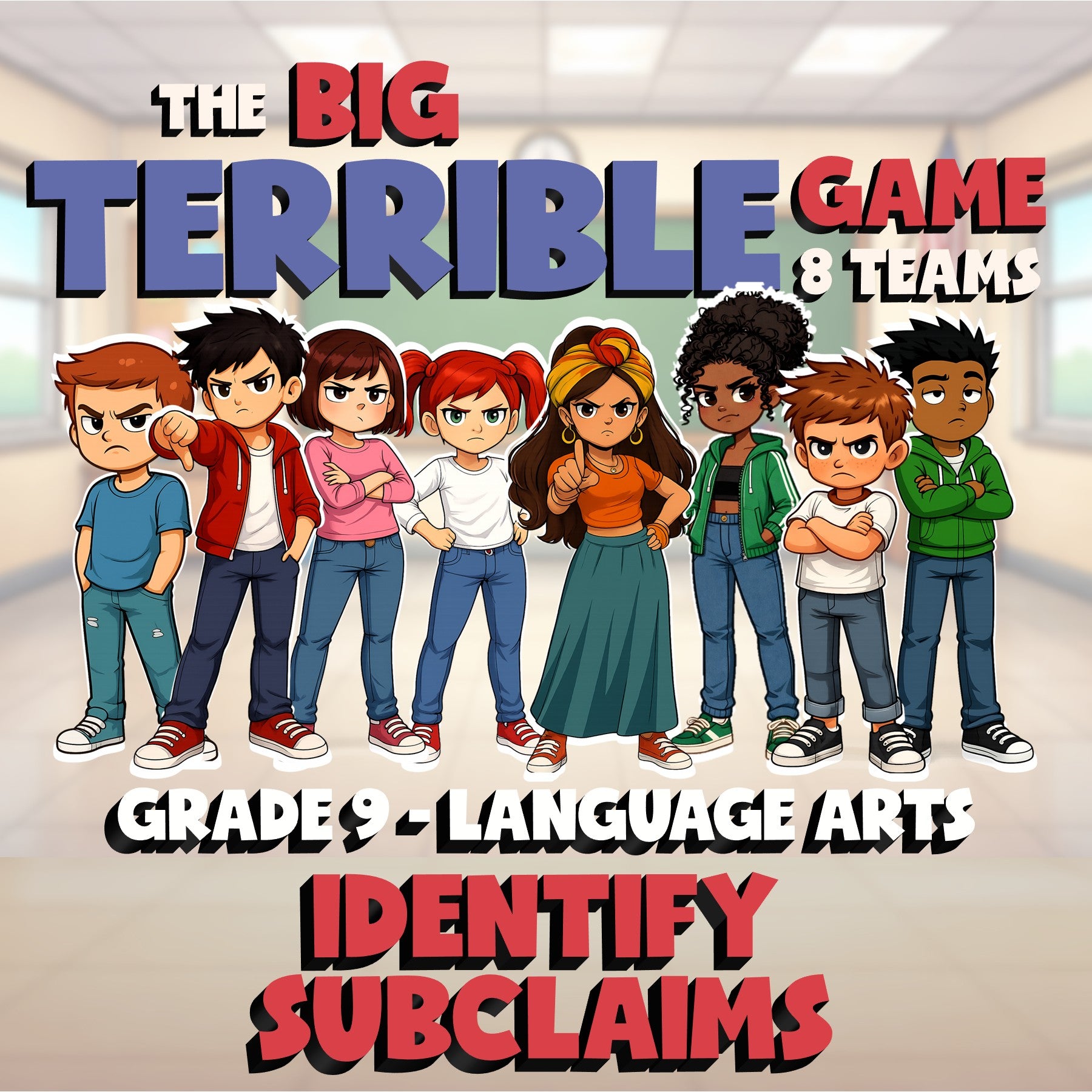 Identify Subclaims BIG TERRIBLE GAME - No Prep Grade 9 ELA Review Activity
