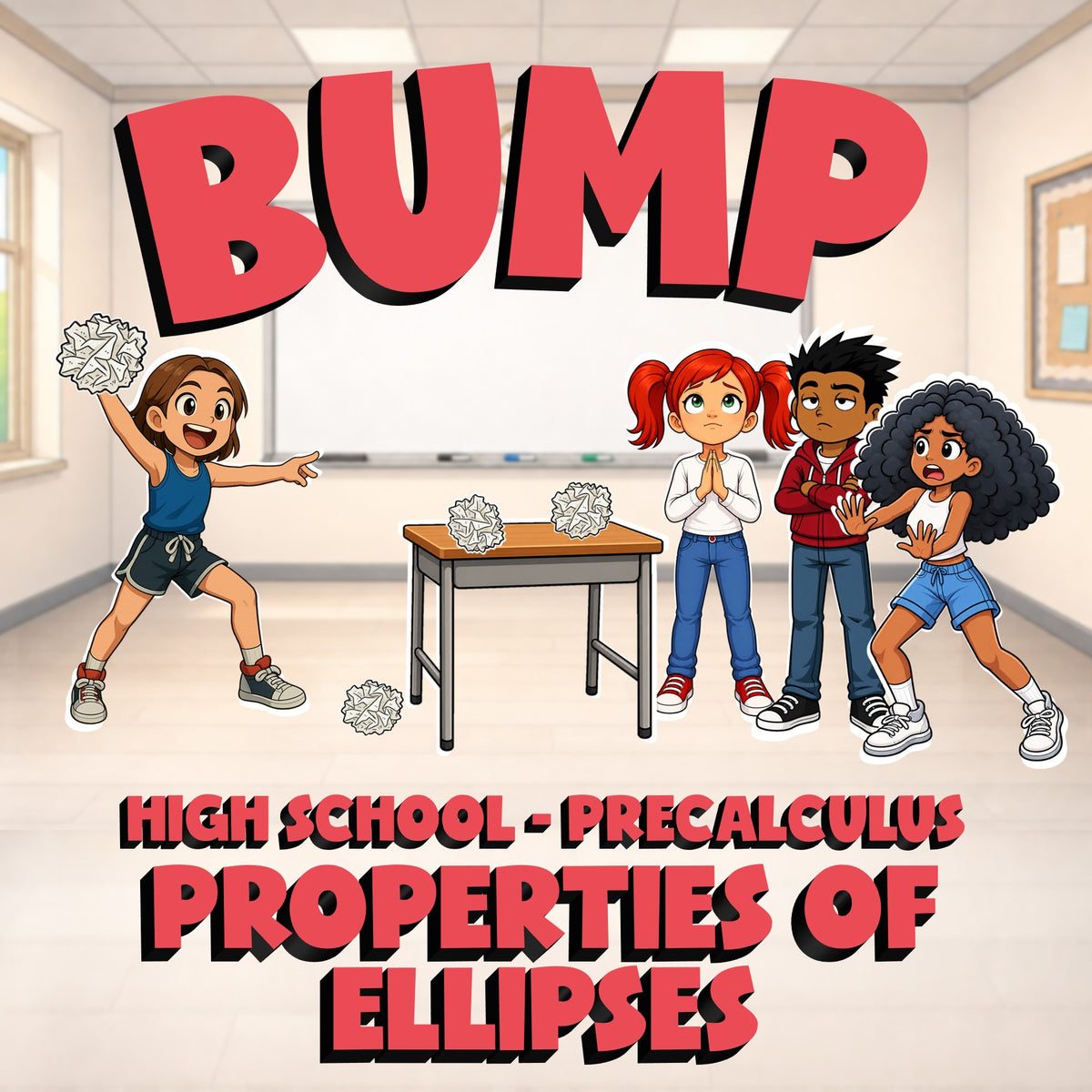 Properties of Ellipses BUMP Math Game - No Prep PreCalculus Review Activity