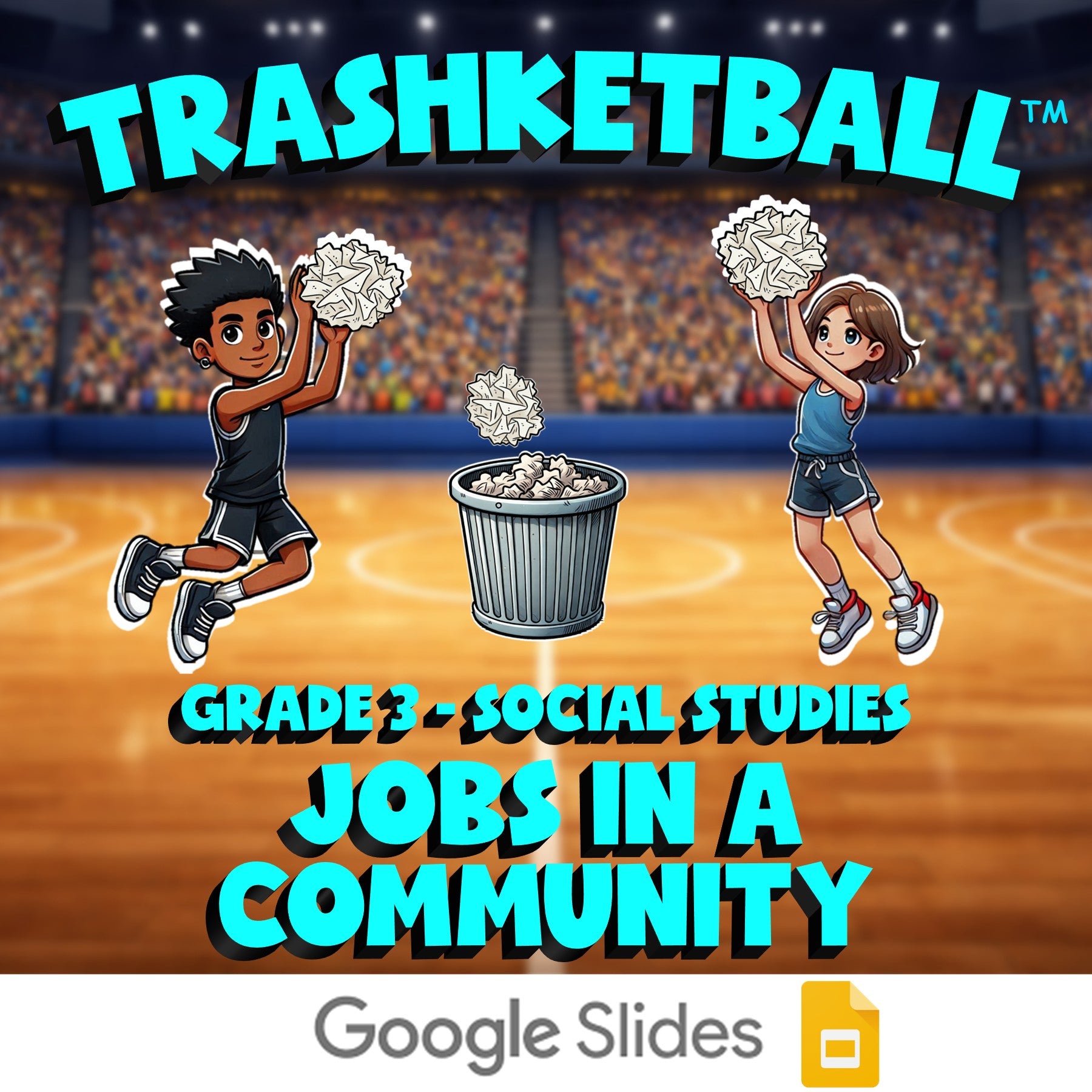 Jobs in a Community TRASHKETBALL Socials Game - No Prep Grade 3 Review Activity