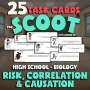Risk, Correlation & Causation SCOOT TASK CARDS Science Game - No Prep Biology