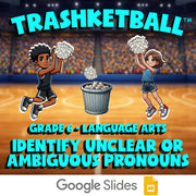 Identify Unclear or Ambiguous Pronouns TRASHKETBALL ELA Game - No Prep Grade 6