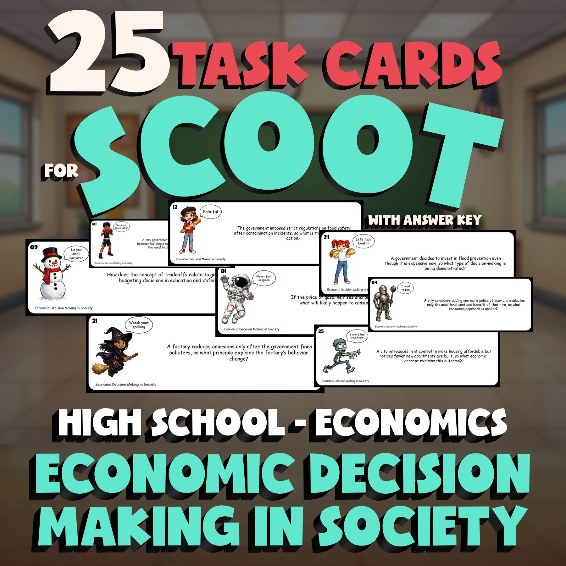 Economic Decision Making in Society SCOOT TASK CARDS Economics Game - No Prep