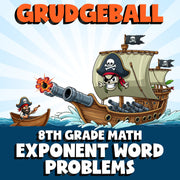 Exponent Word Problems GRUDGEBALL Math Game - No Prep Grade 8 Review Activity