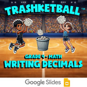 Writing Decimals TRASHKETBALL Math Game - No Prep Grade 4 Review Activity