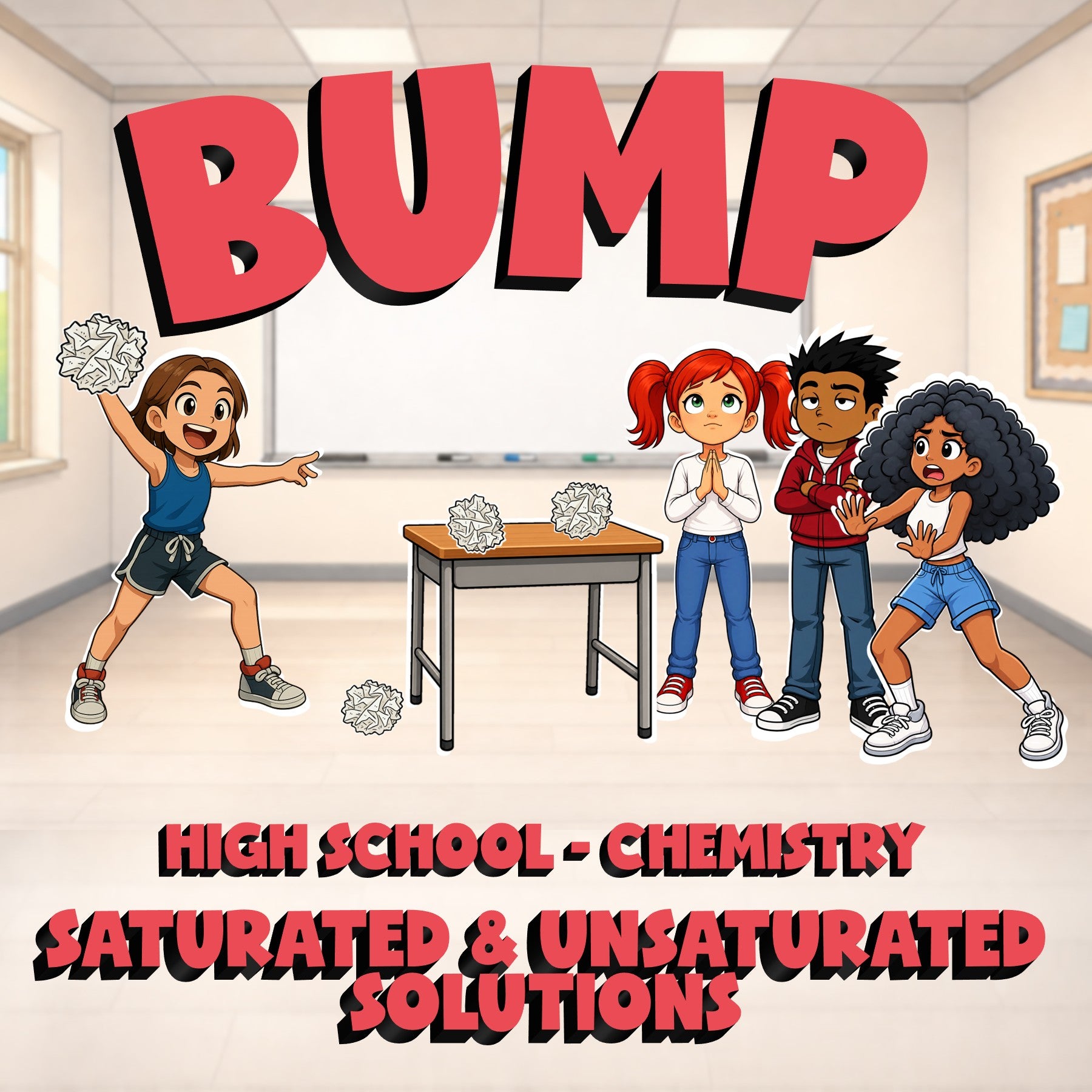 Saturated & Unsaturated Solutions BUMP Science Game - No Prep Chemistry Review