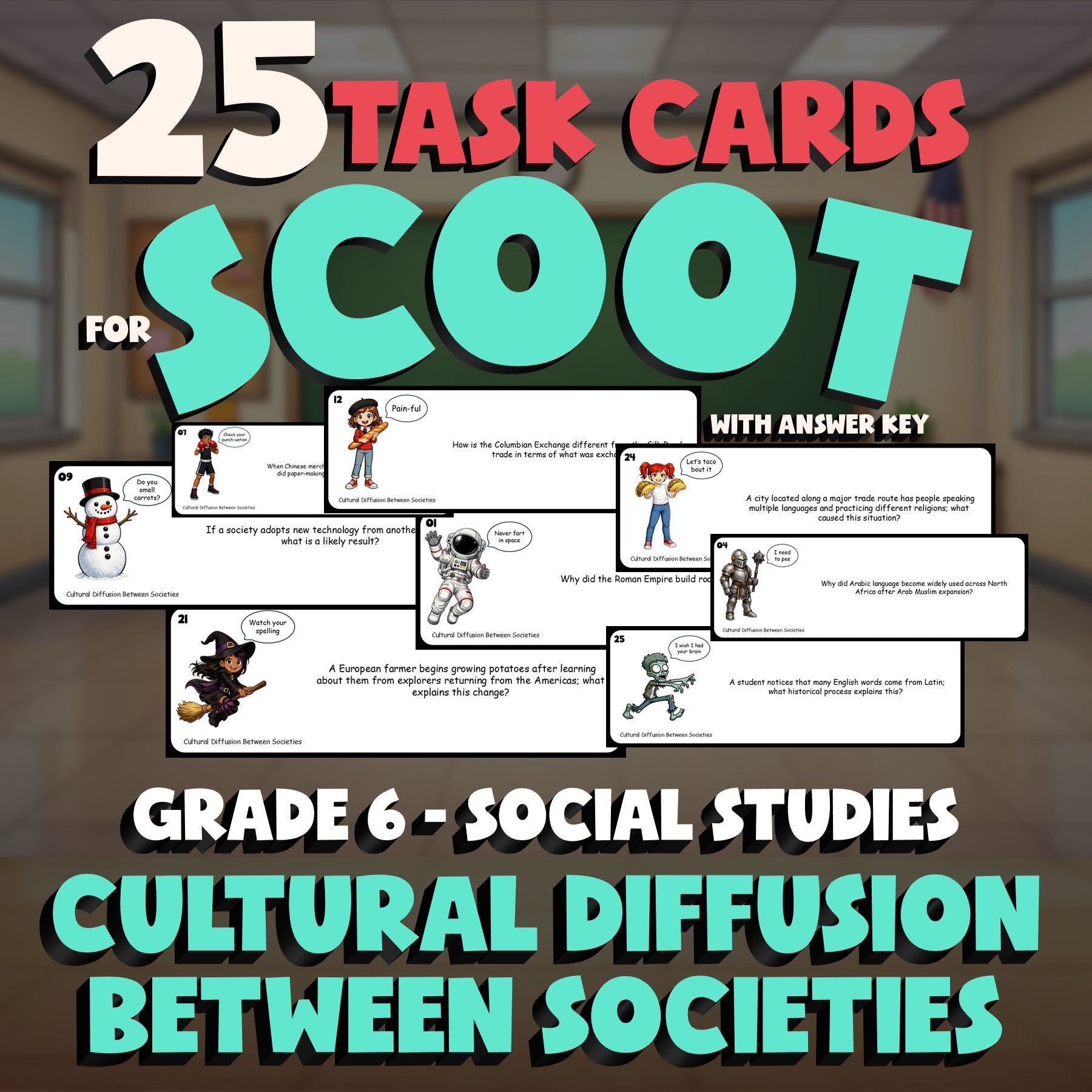 Cultural Diffusion Between Societies SCOOT TASK CARDS Socials Game - Grade 6