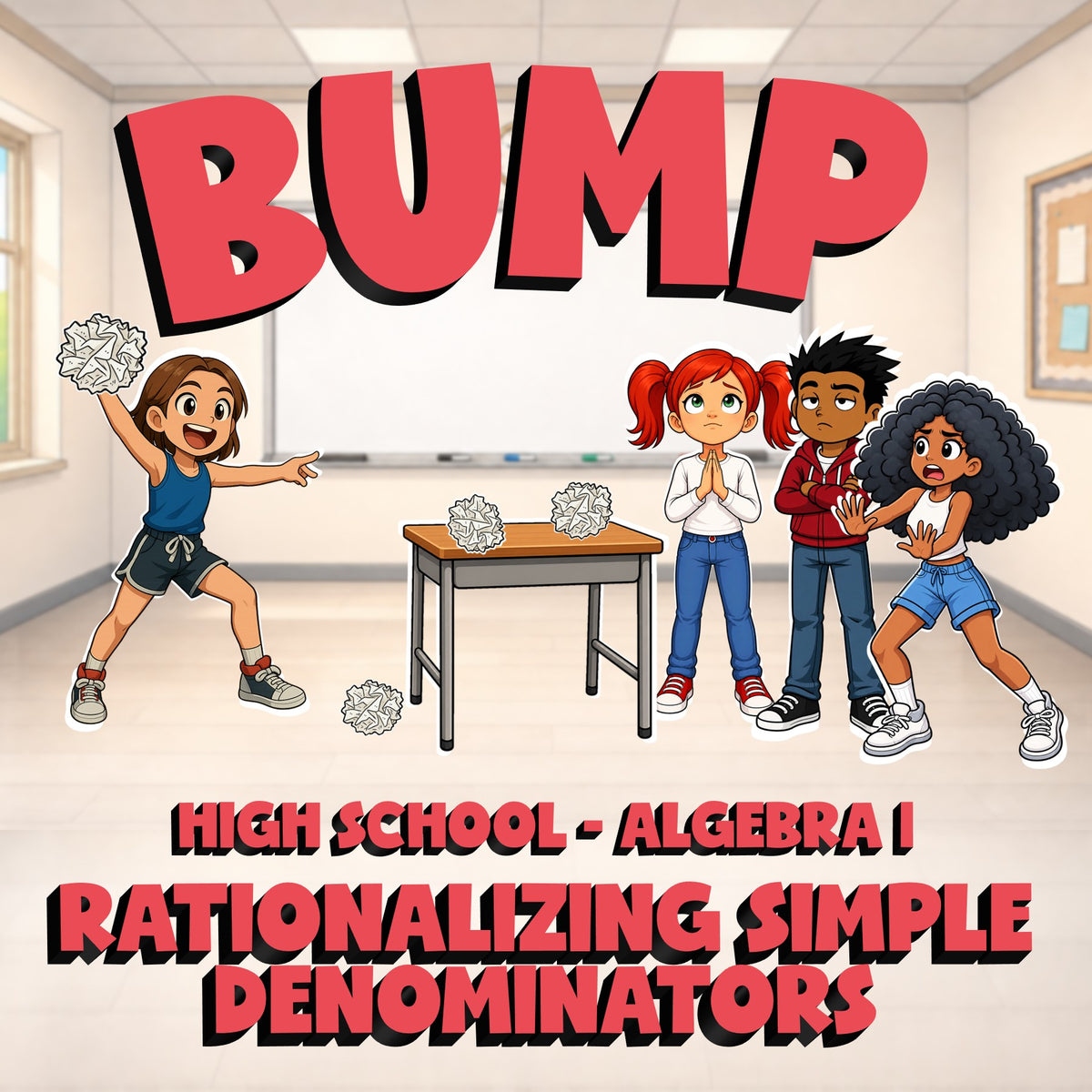 Rationalizing Simple Denominators BUMP Math Game - No Prep Algebra 1 Review